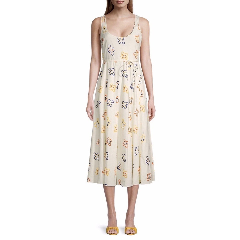 REBECCA TAYLOR FLAME FUR LINEN BLEND MIDI DRESS SIZE 00 $395